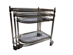 Set of Three Chrome Nesting Tables in Maison Jansen Style, Mid-Century Modern
