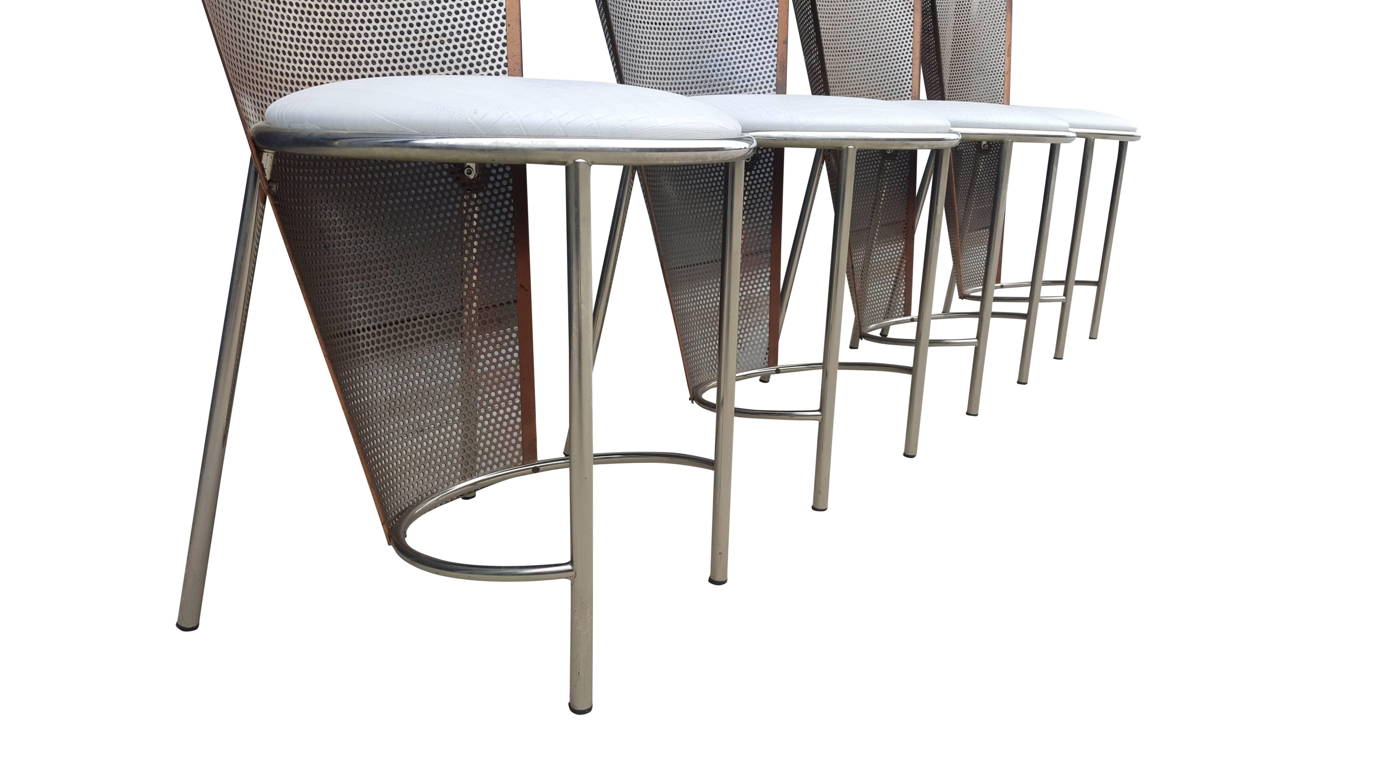 Late 20th Century Set of Four Chairs, Belgo Chrome, World Expo, Mid-Century Modern For Sale