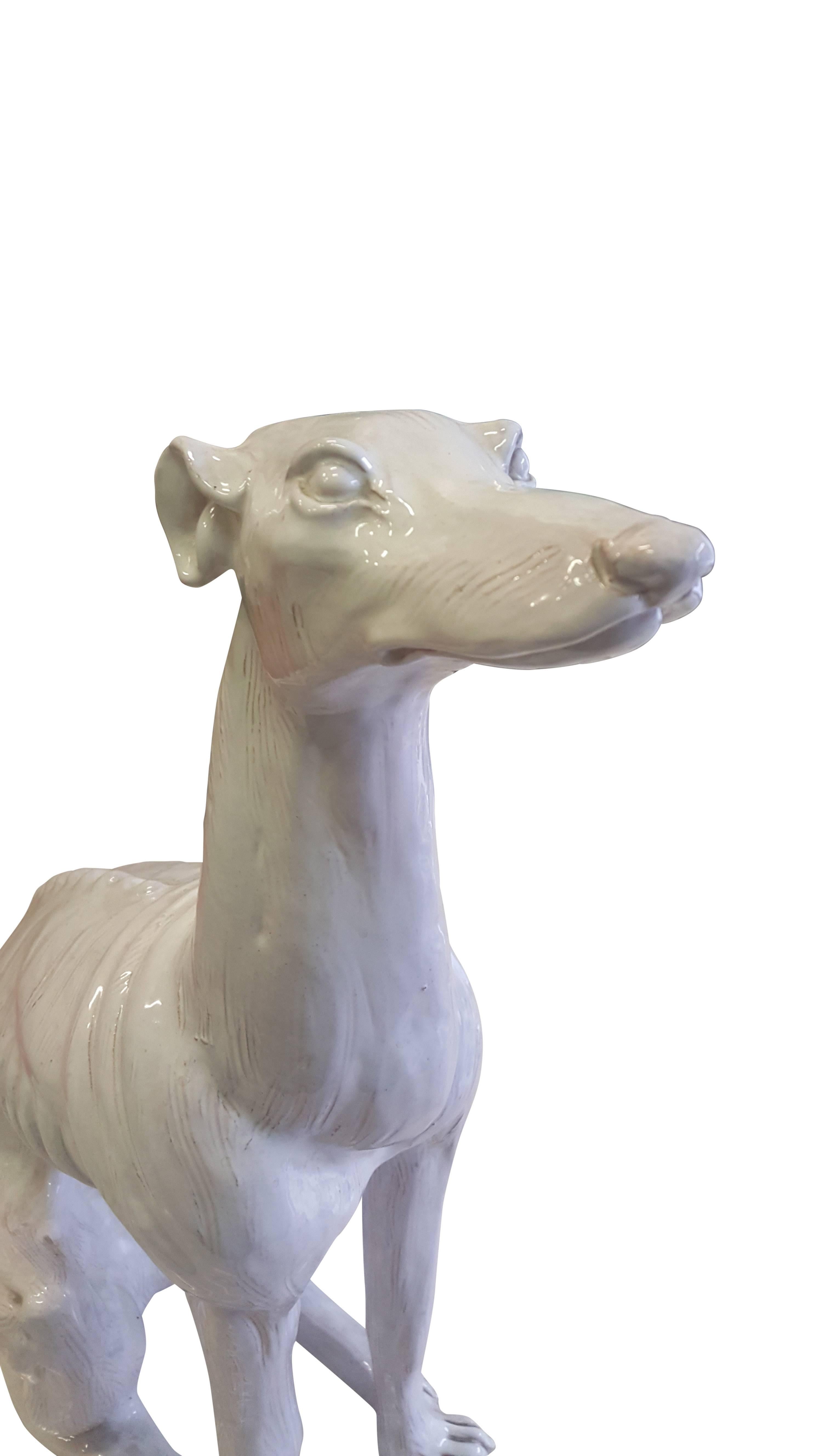 Late 20th Century Italian Mid-Century Modern Terra Cotta Greyhound/Dog For Sale