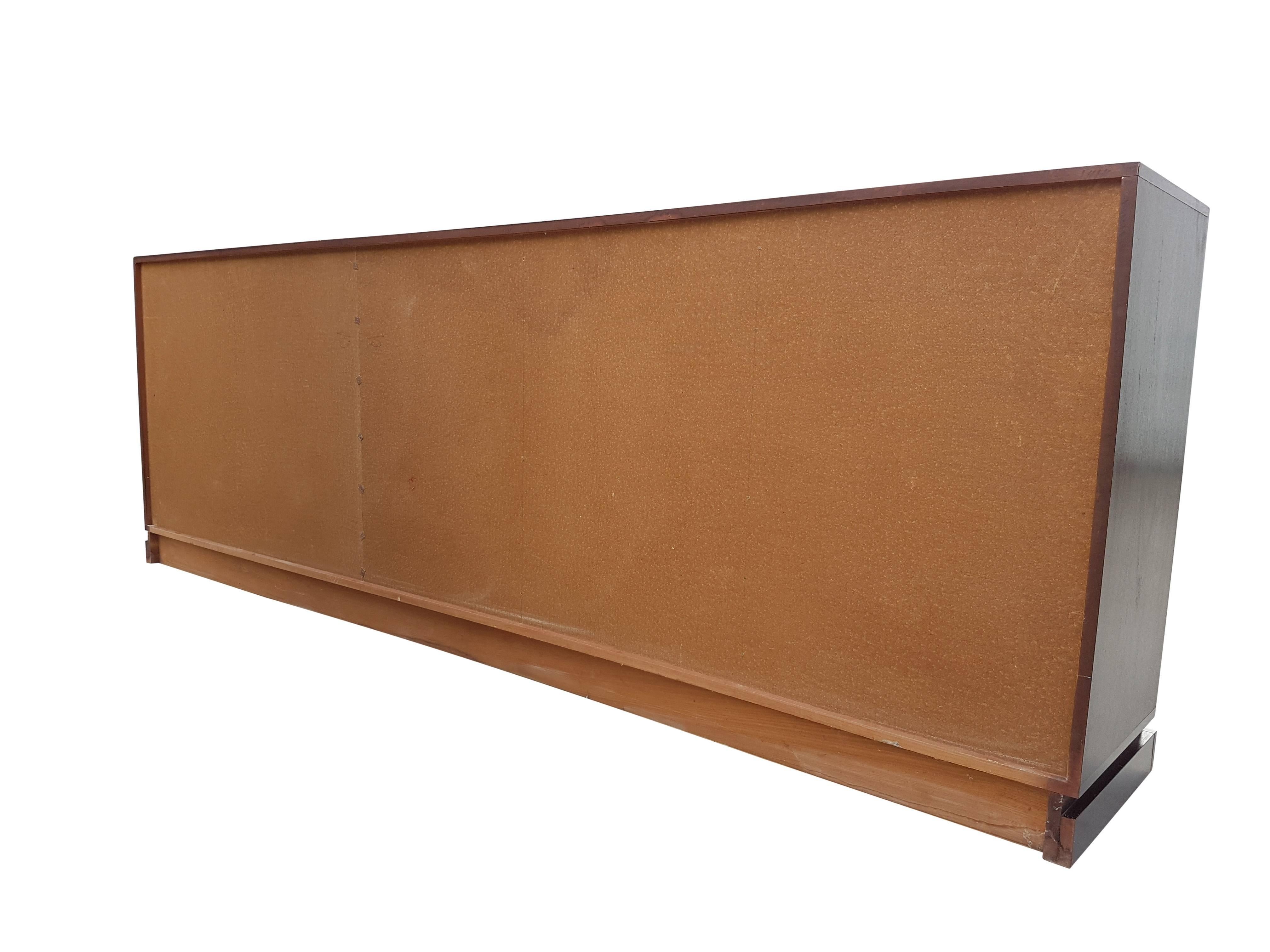 Large Mahogany Graphical Brown Brutalist Credenza Sideboard For Sale 1