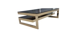 G-Shaped, Gold-Plated Coffee Table by Belgo Chrom , in the style of Maison Jansen