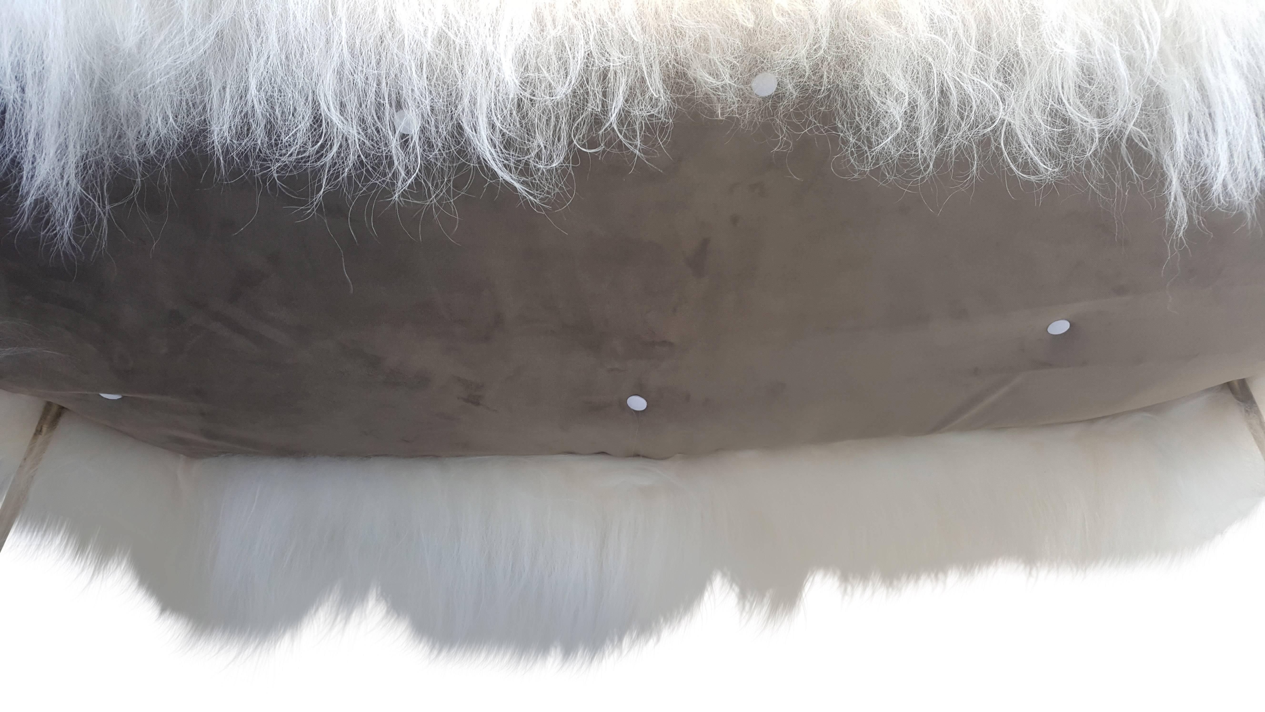 Exclusive Re-Upholstered Fritz Neth Sofa, Nordlandic Sheep Fur For Sale 2