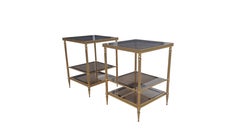 Pair of Mid-Century Modern Brass Maison Jansen Style Side Tables, 1960s