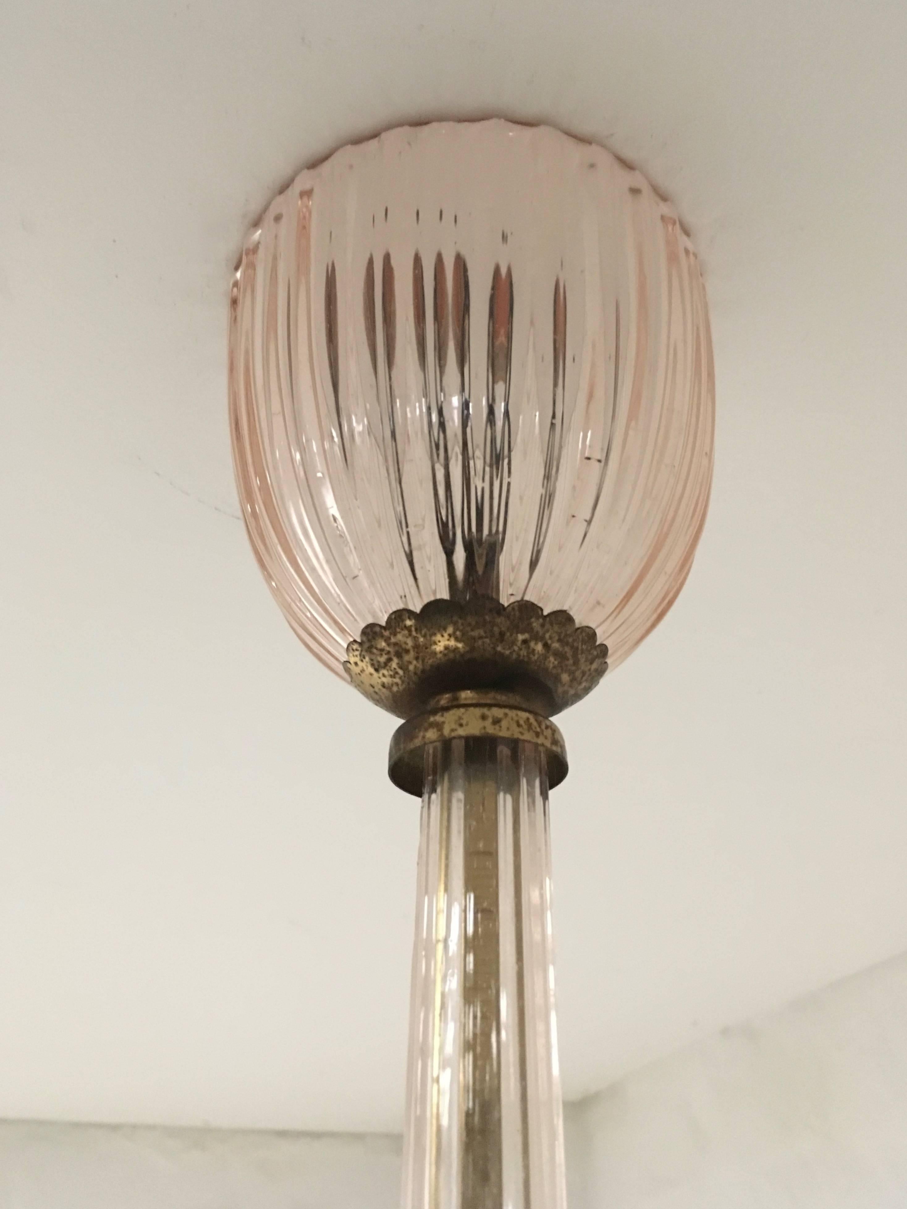Mid-20th Century Barovier e Toso Rose Pink Chandelier, Italy, circa 1940
