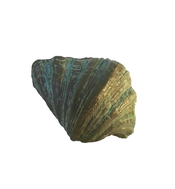 Pair of Cast Bronze Clamshell Push and Pull Door Handles, circa 1965 at