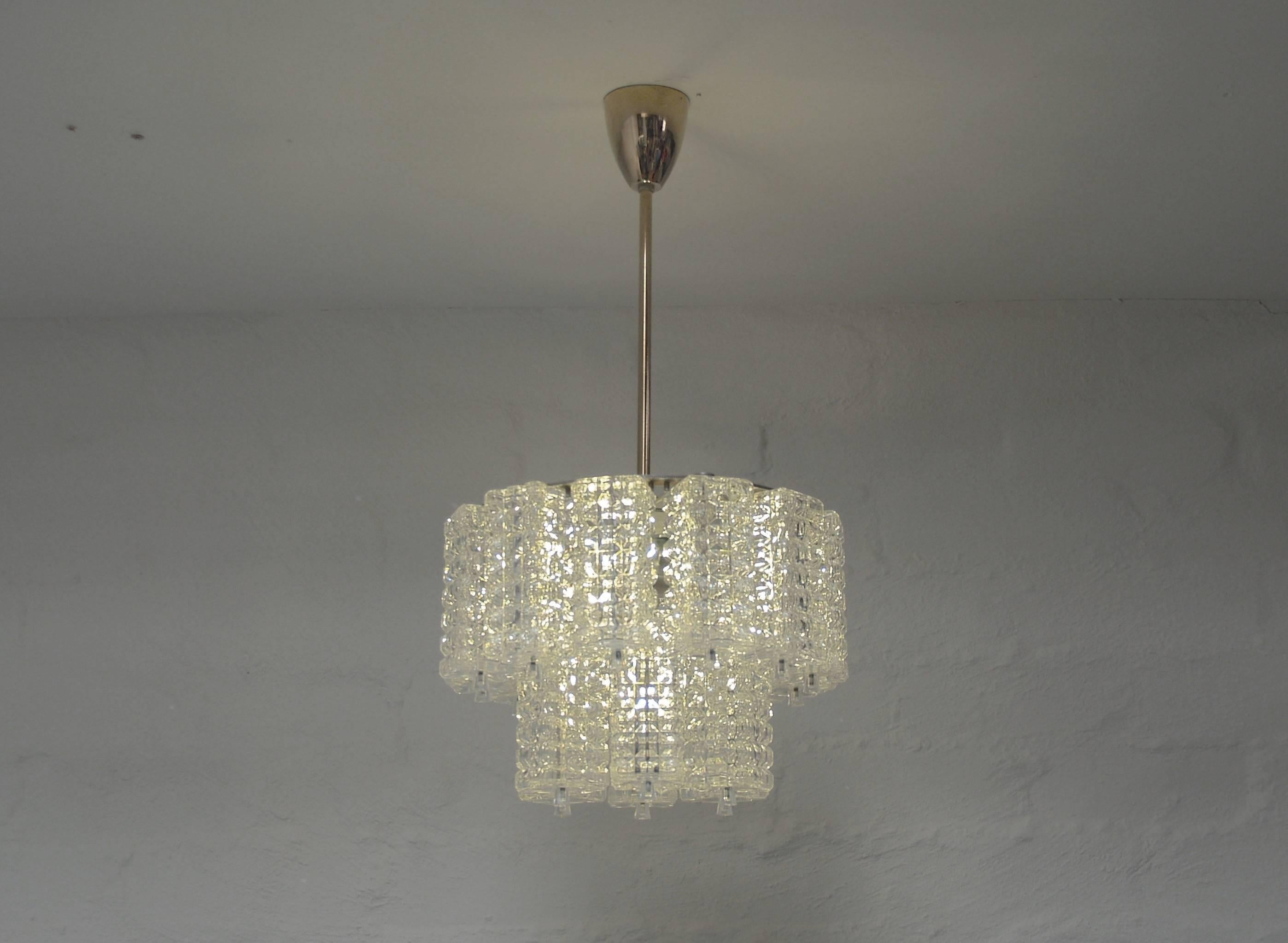 Mid-Century Modern Pair of Crystal Chandeliers by Austrolux of Austria circa 1960