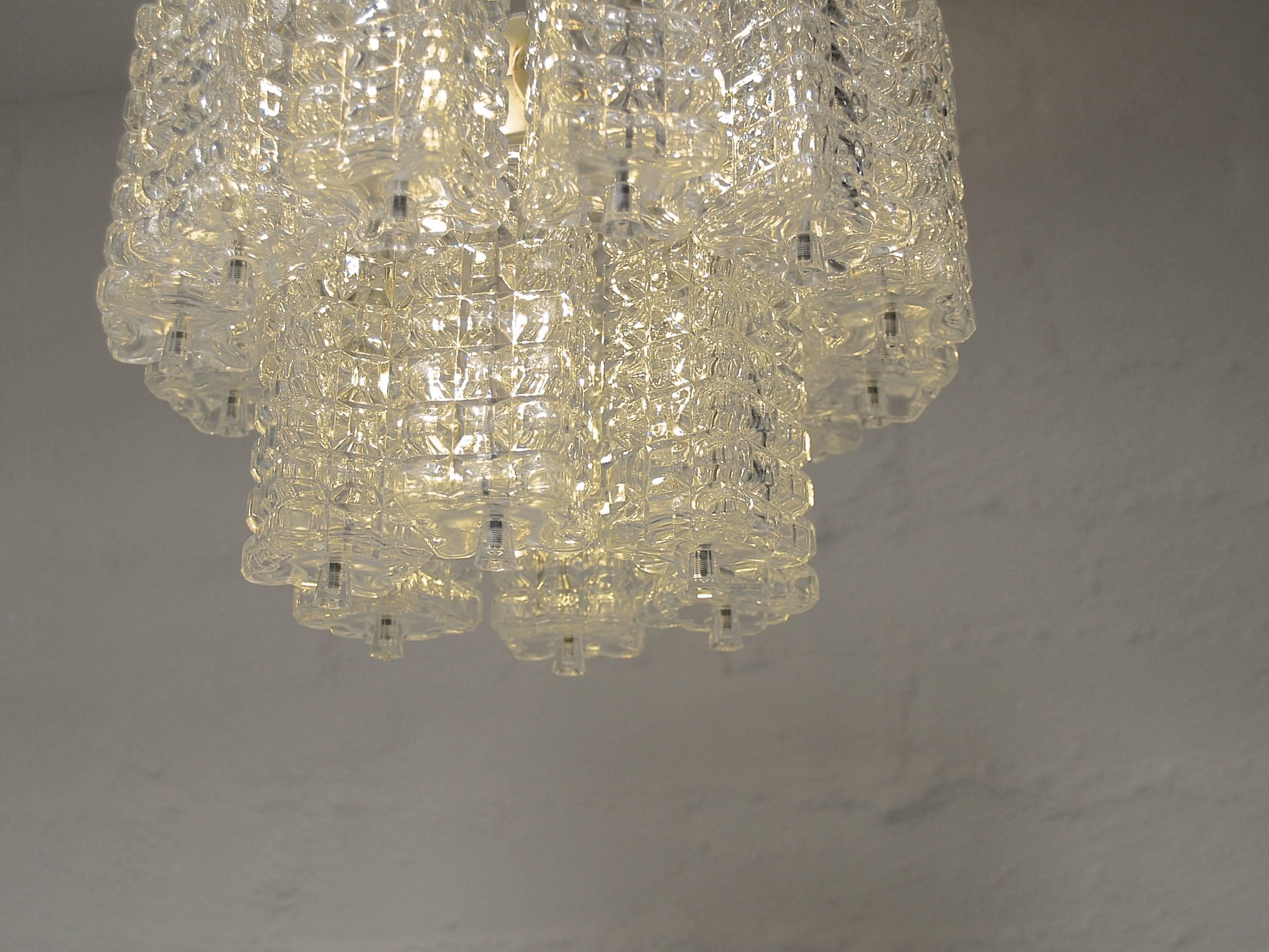 Mid-20th Century Pair of Crystal Chandeliers by Austrolux of Austria circa 1960