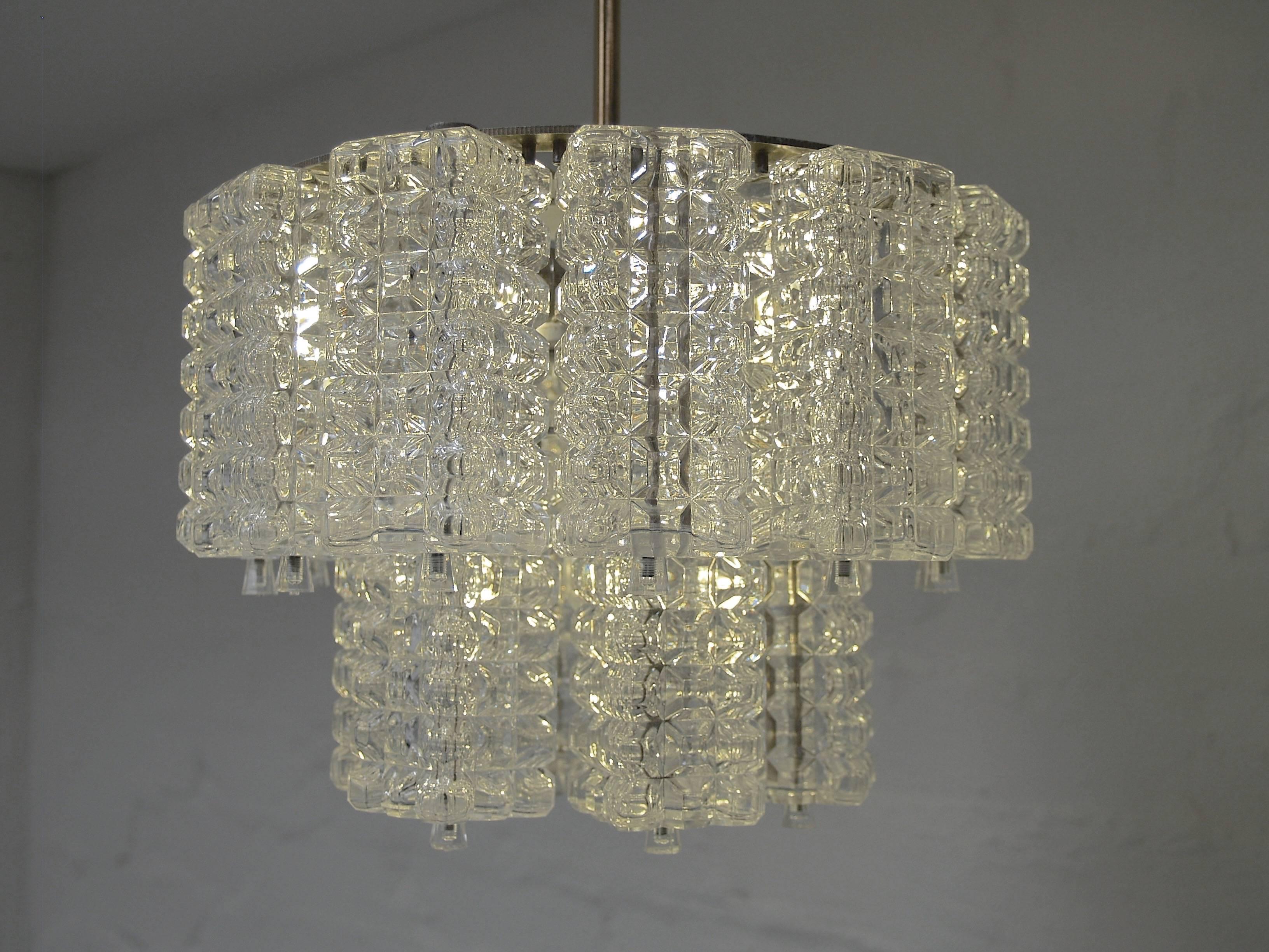 Cast Pair of Crystal Chandeliers by Austrolux of Austria circa 1960
