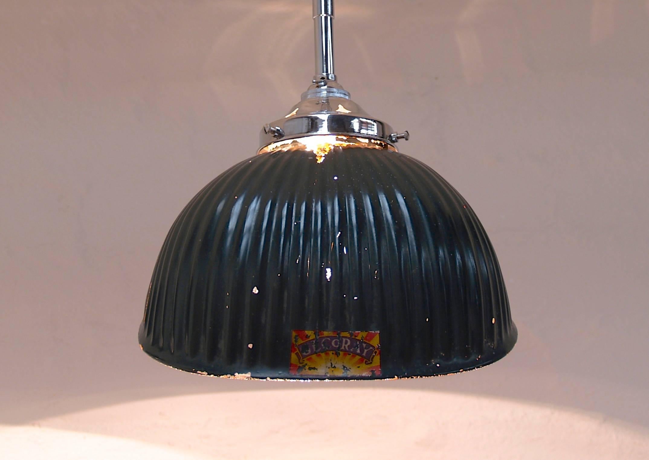 British Gecoray Mercury Glass Industrial Shop Lights, England, circa 1930