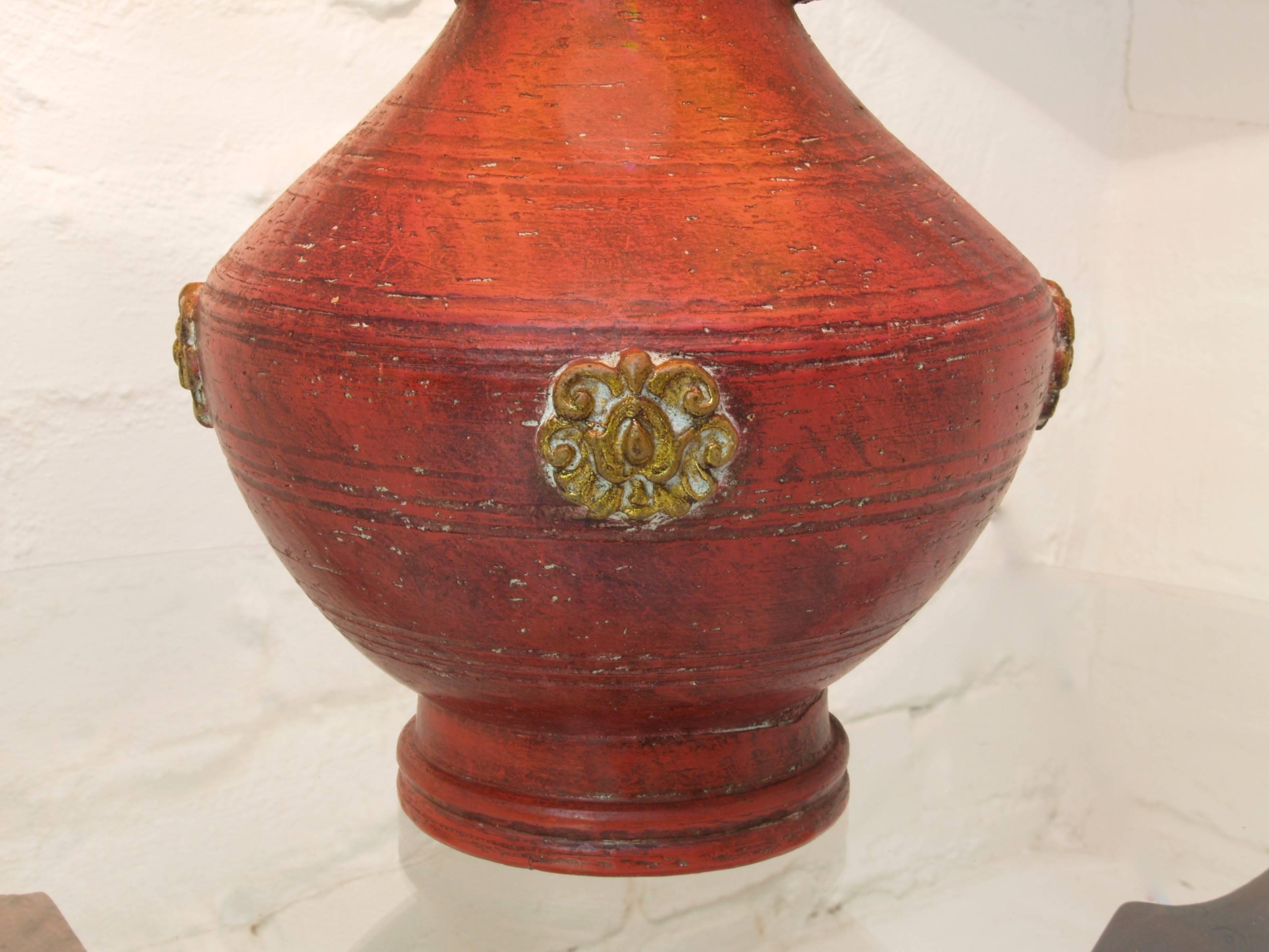 Brass Zaccagnini Lamp with Original Grass Shade, Italy, circa 1940