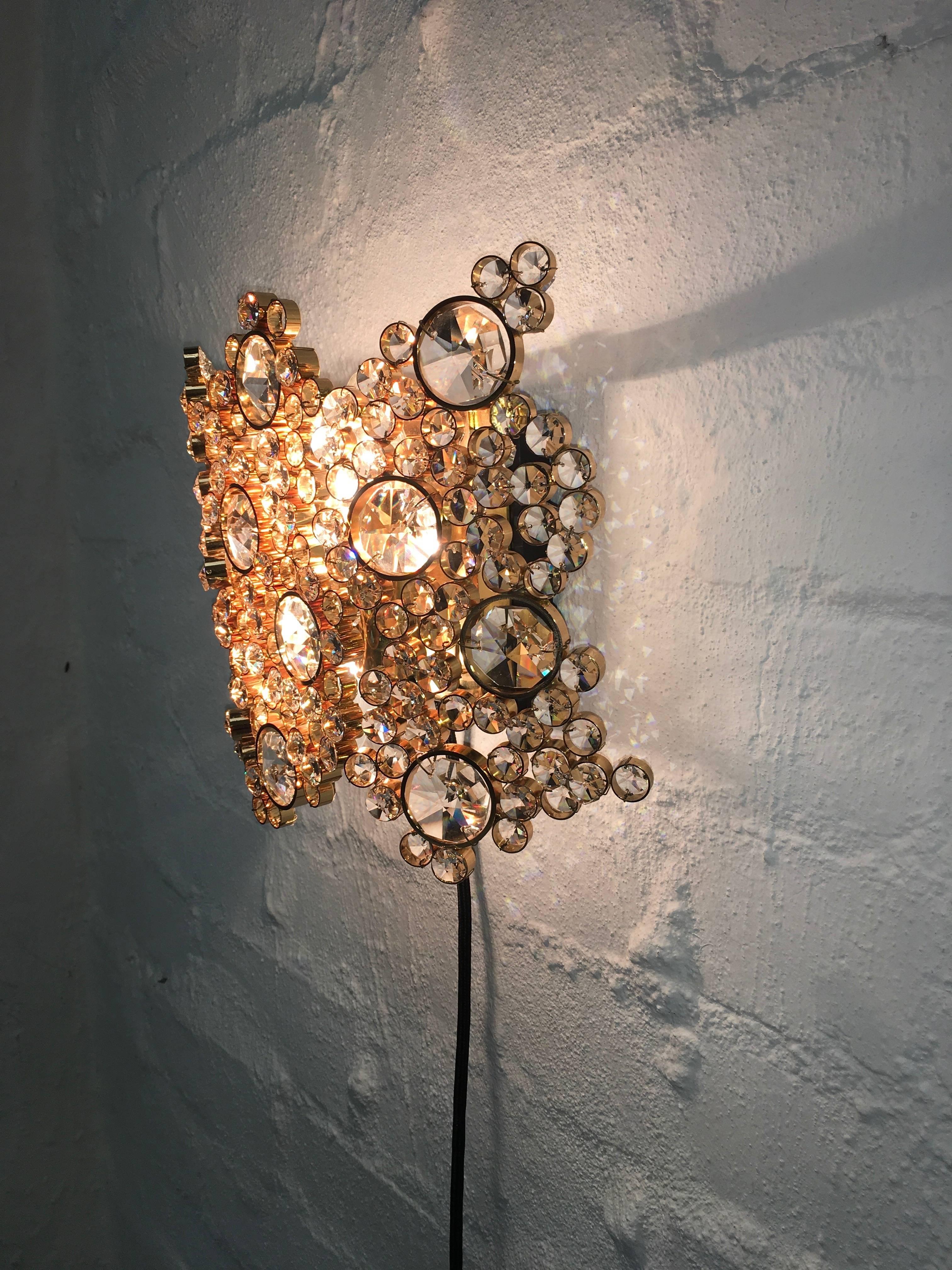 Palwa Crystal and Gilt Wall Sconce Germany 1960s In Good Condition In Melbourne, AU