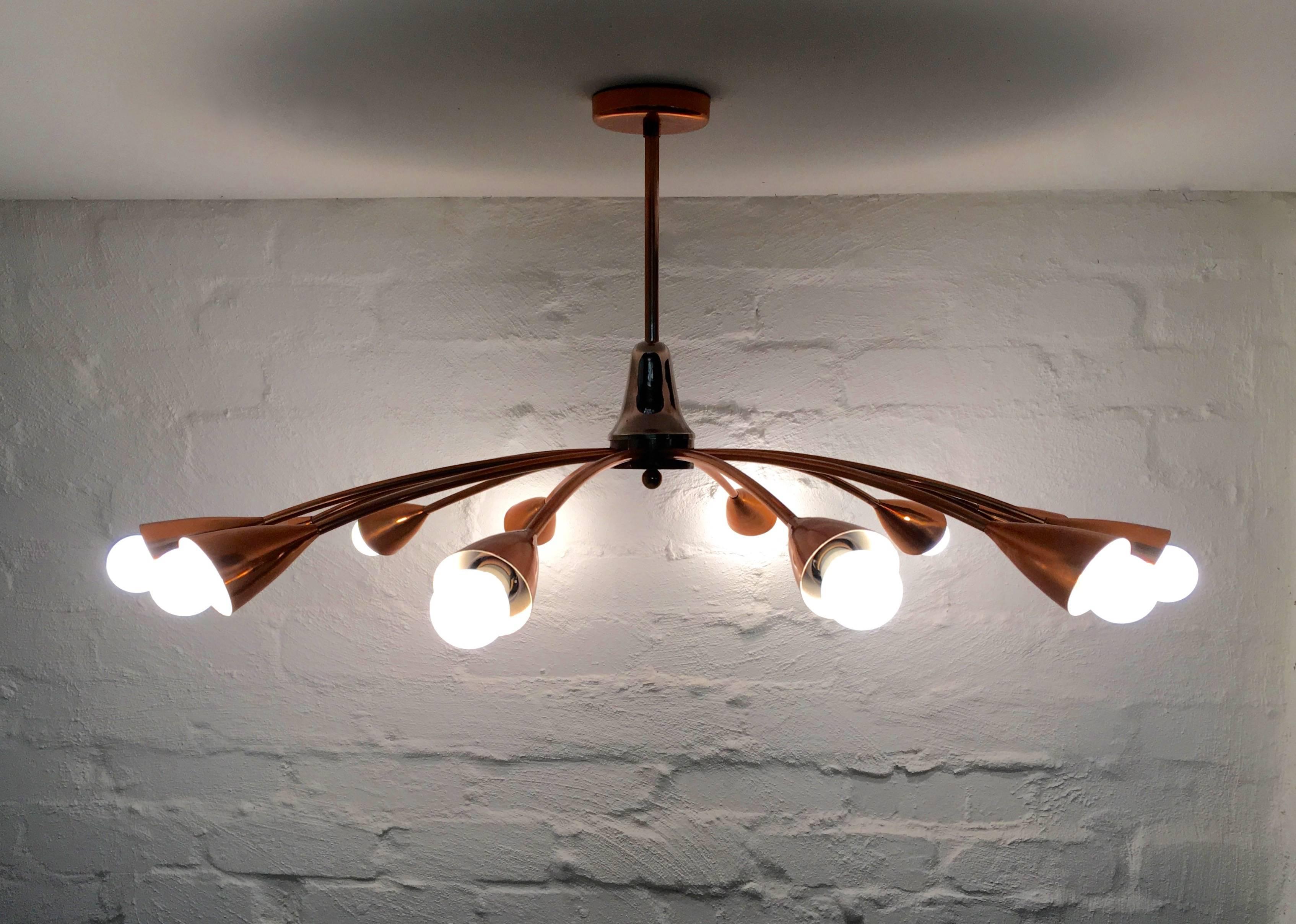 Mid-Century Modern Brown Evans and Co. 'BECO' Copper Chandelier for Anatol Kagan, Melbourne 1950s