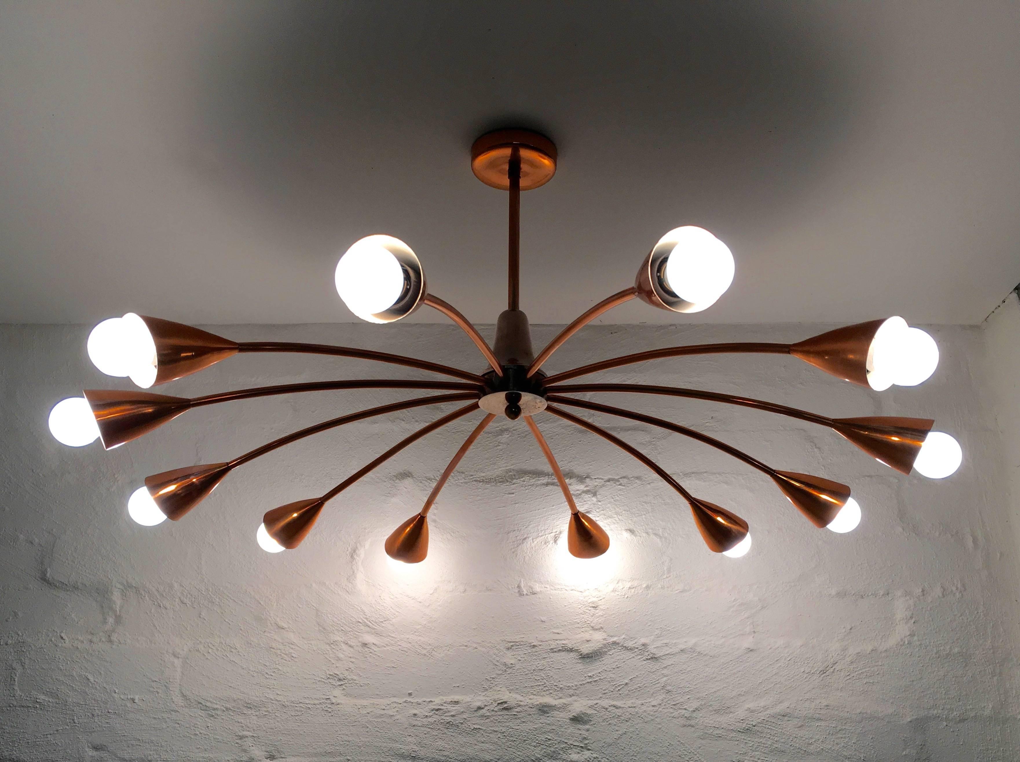 Mid-20th Century Brown Evans and Co. 'BECO' Copper Chandelier for Anatol Kagan, Melbourne 1950s