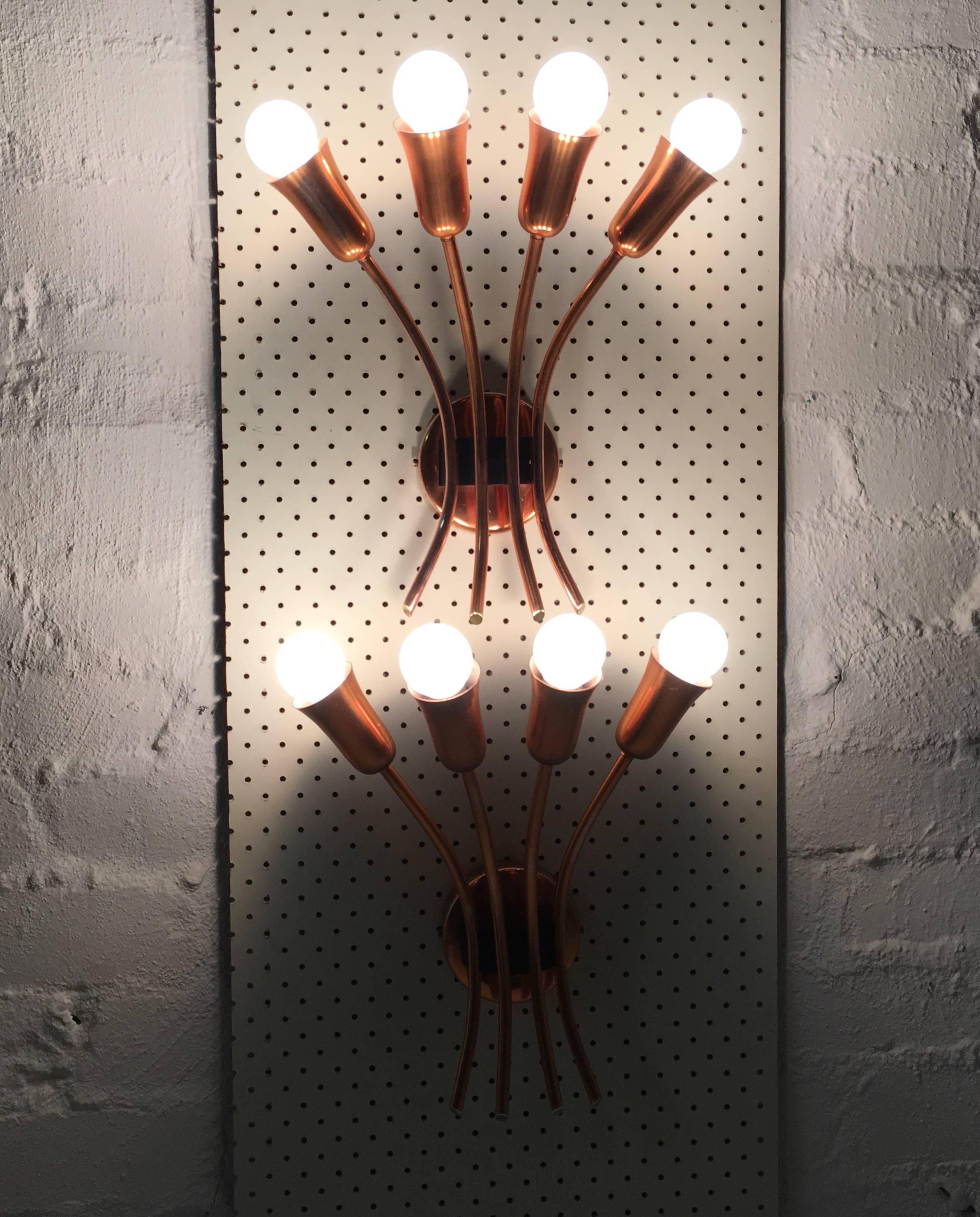Brass Brown Evans and Co. 'BECO' Copper Wall Sconces for Anatol Kagan, Melbourne 1950s