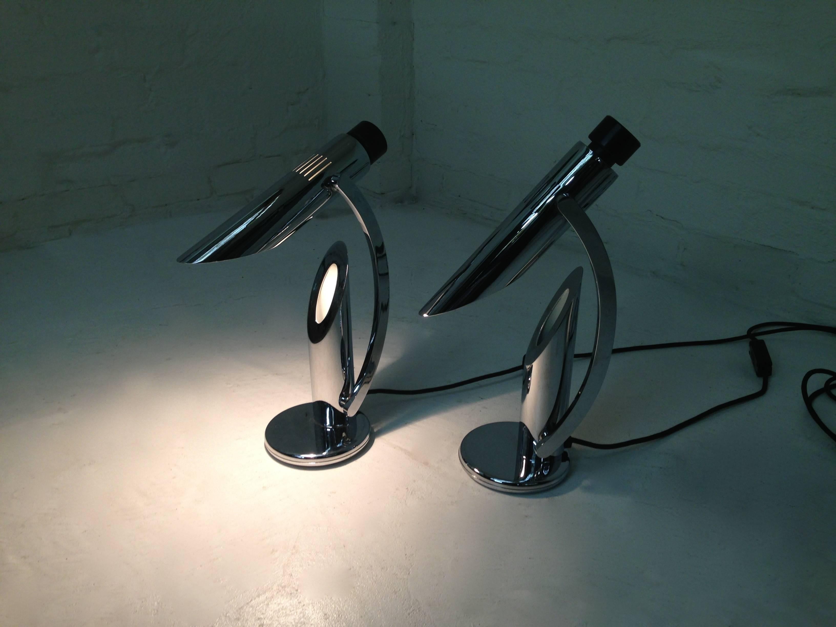 Spanish Futurist 'Tharsis' Chrome Desk Lamp by Fase, 1970s