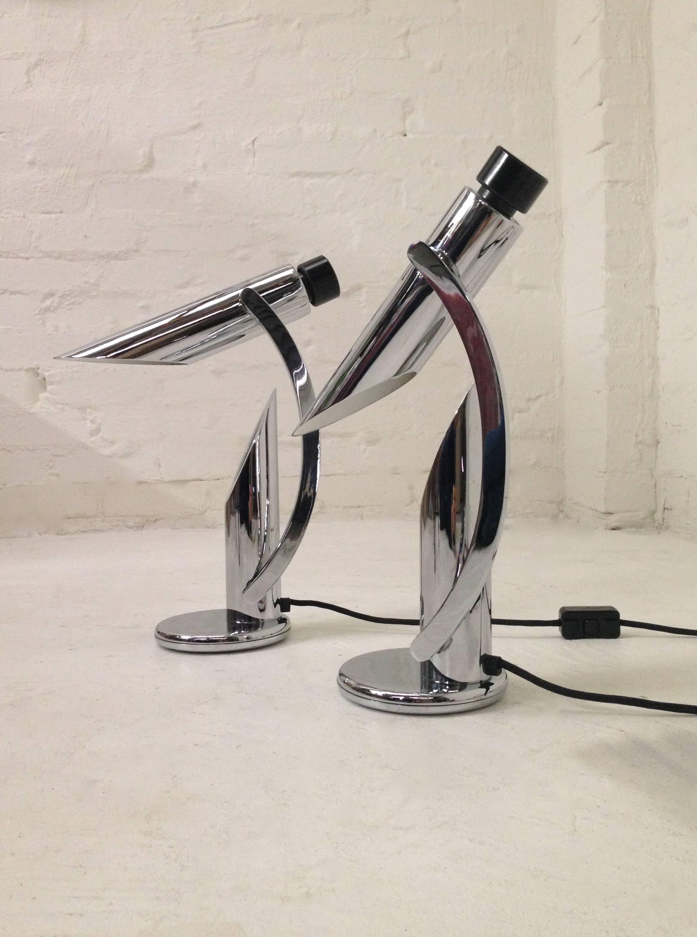 Futurist 'Tharsis' Chrome Desk Lamp by Fase, 1970s In Good Condition In Melbourne, AU