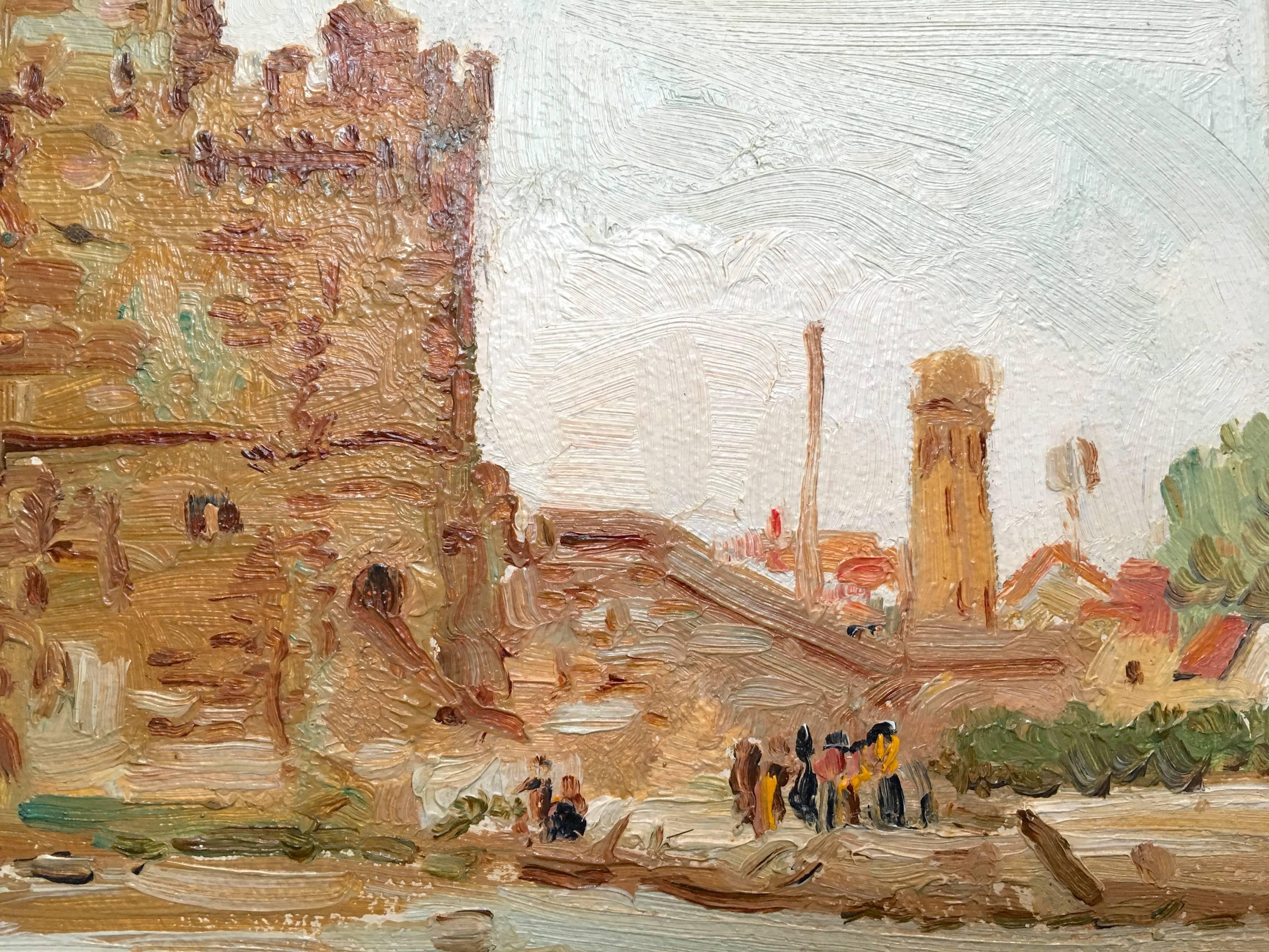 French ‘The Port of La Rochelle’, Oil on Board, Signed Dubois, France, circa 1935
