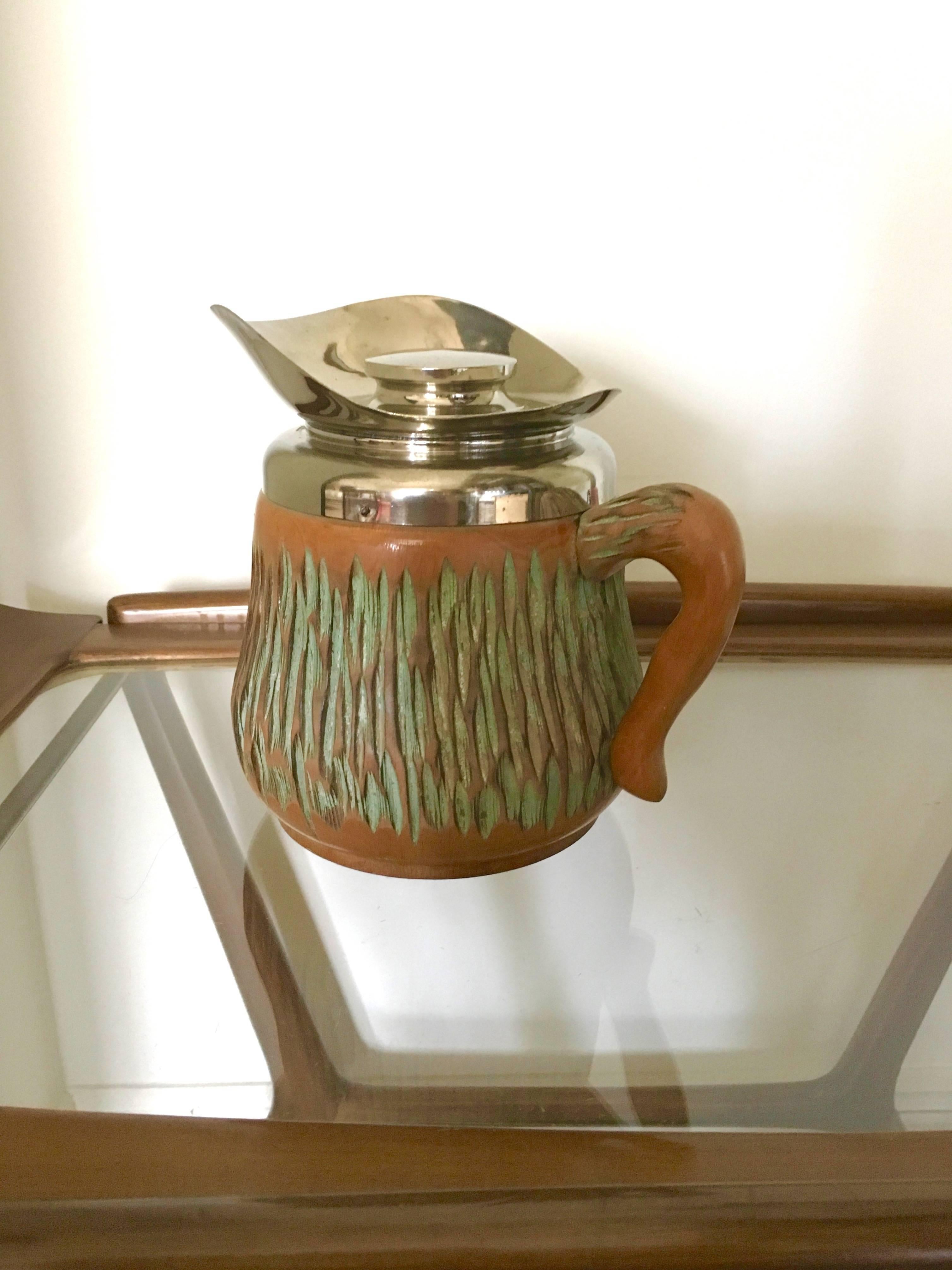 Macabo Drinks Flask by Aldo Tura Italy, circa 1950 In Fair Condition In Melbourne, AU