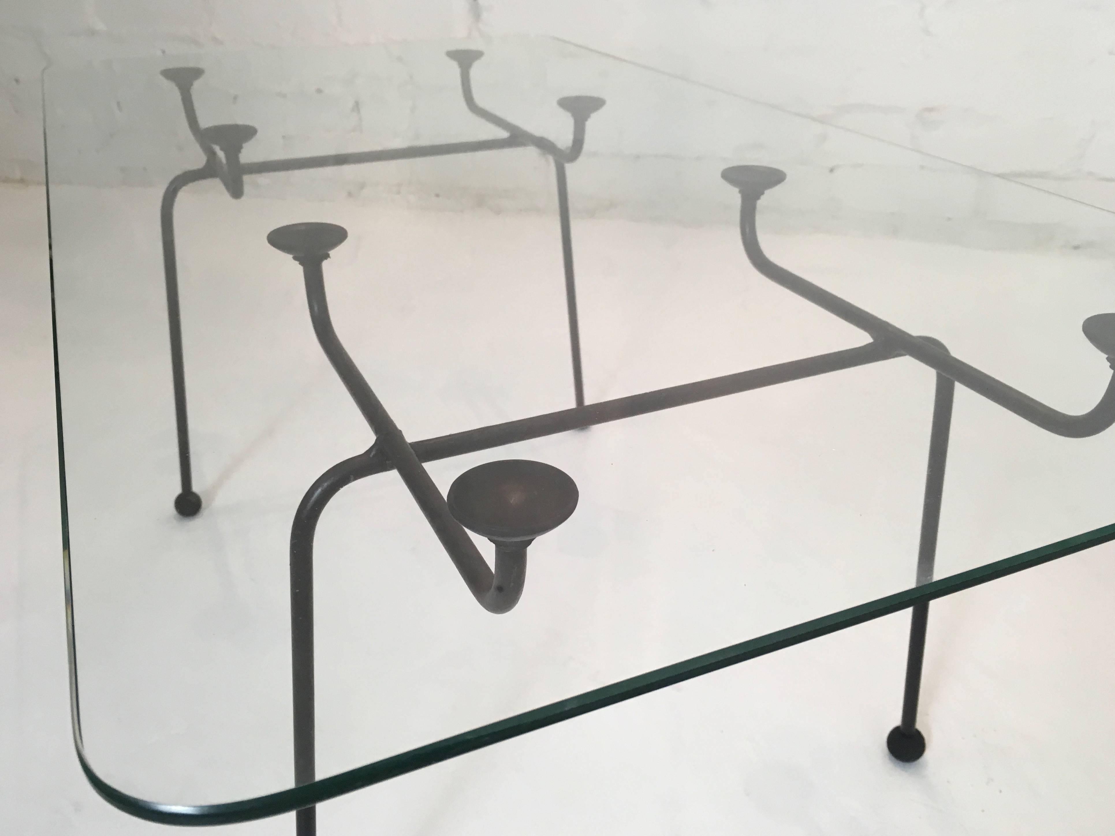 Australian Clement Meadmore Steel Rod and Glass Coffee Table Melbourne, circa 1952