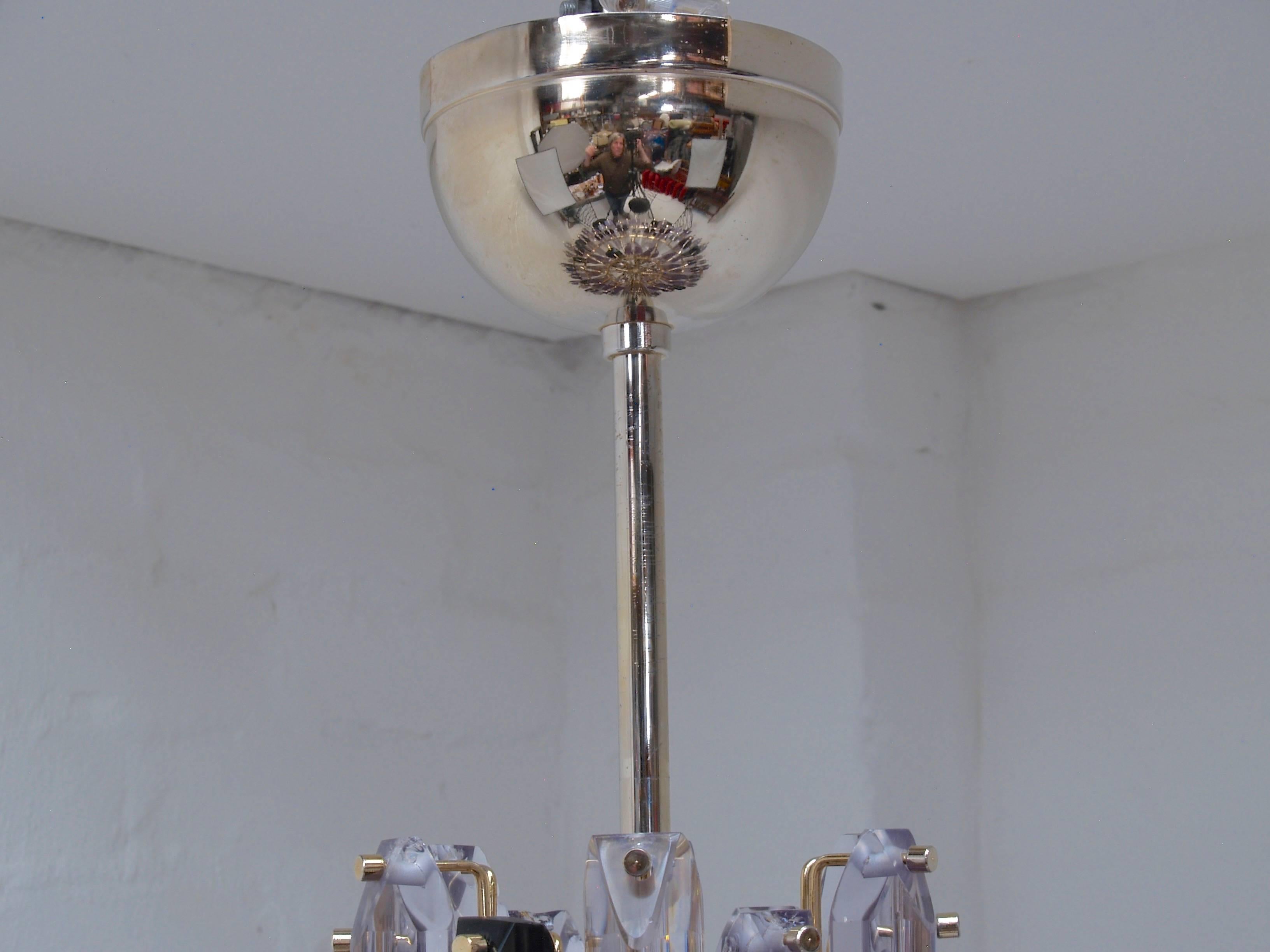 Plated Venini Style Modern Baroque Crystal Chandelier by George Surtees, Sydney, 1970s