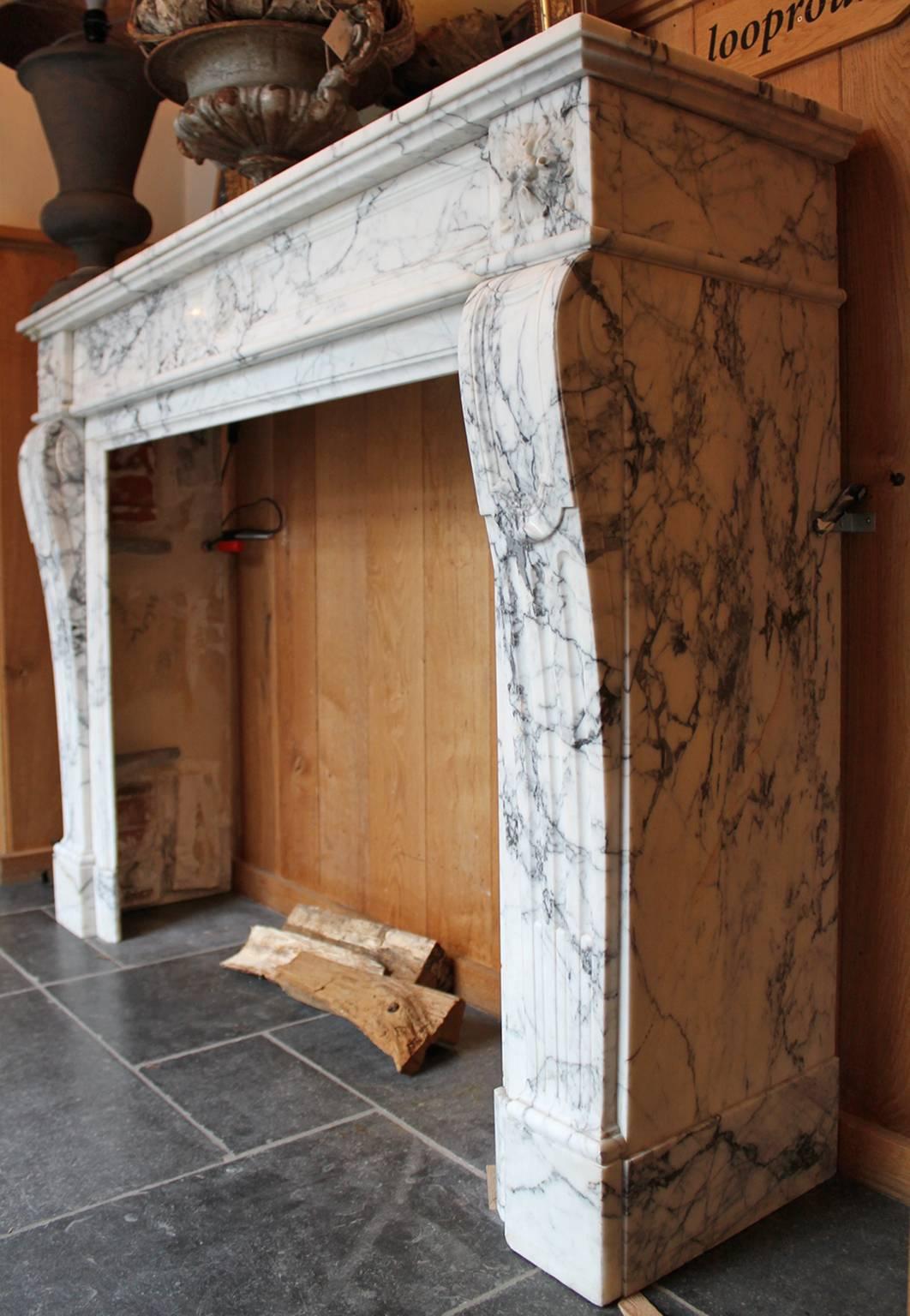 French Antique Marble Fireplace mantel