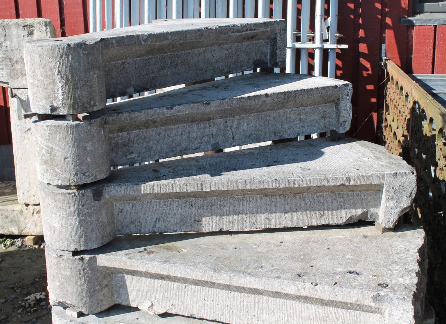 Antique Stairs from the 19th Century Made Out of Belgian Bluestone In Good Condition In Udenhout, NL