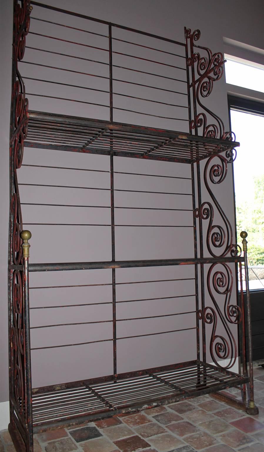 Beautiful antique original bread rack comes out of an original French bakery.