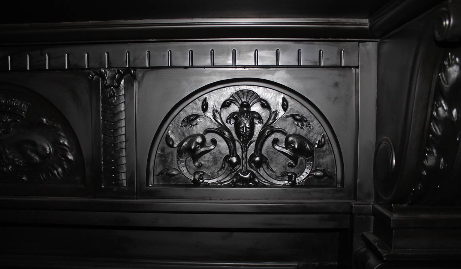 Belgian Black Marble Fireplace mantel, 19th Century