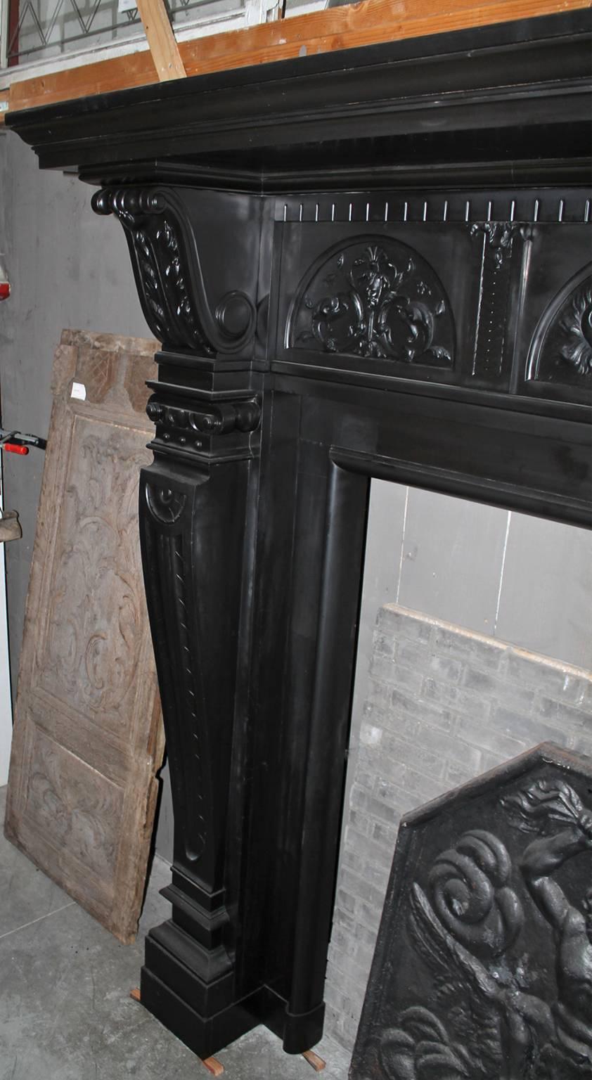 Black Marble Fireplace mantel, 19th Century In Good Condition In Udenhout, NL