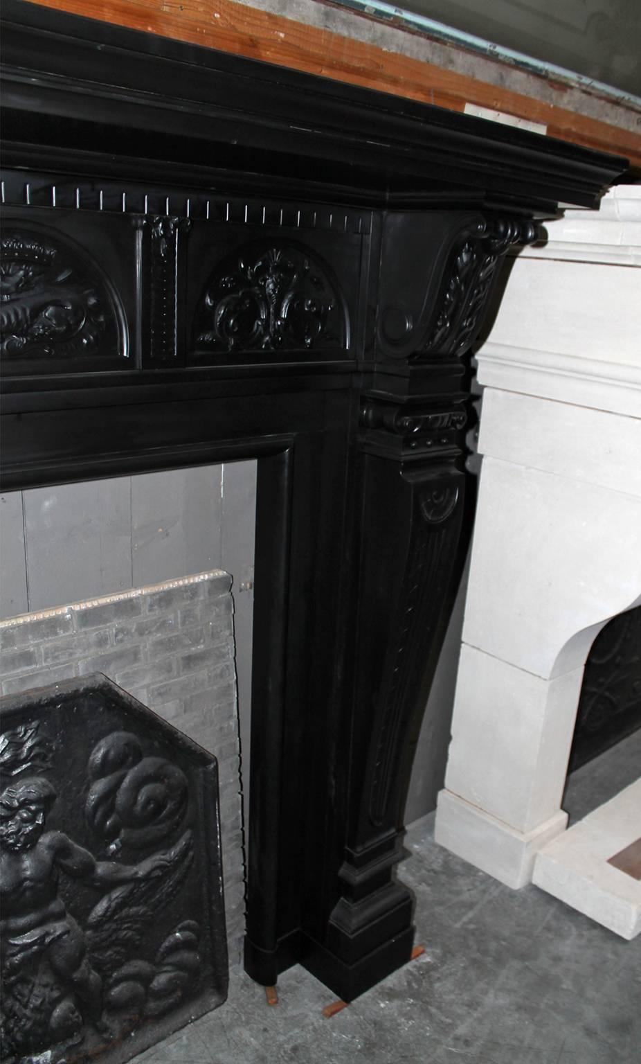 Black Marble Fireplace mantel, 19th Century 2
