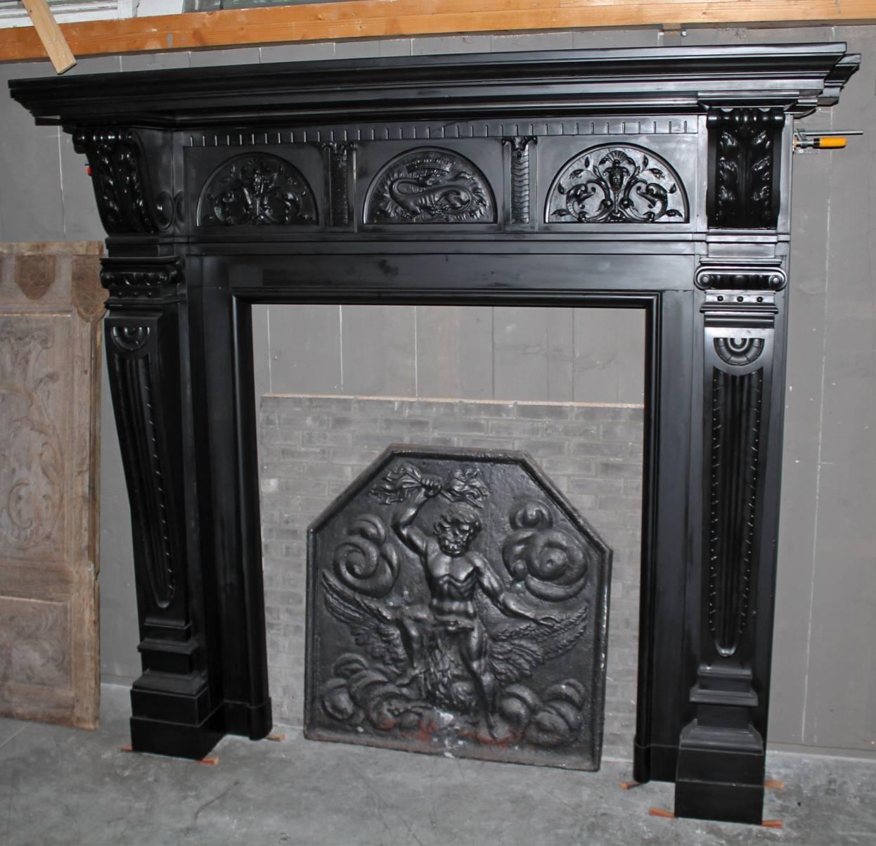 Black Marble Fireplace mantel, 19th Century 1