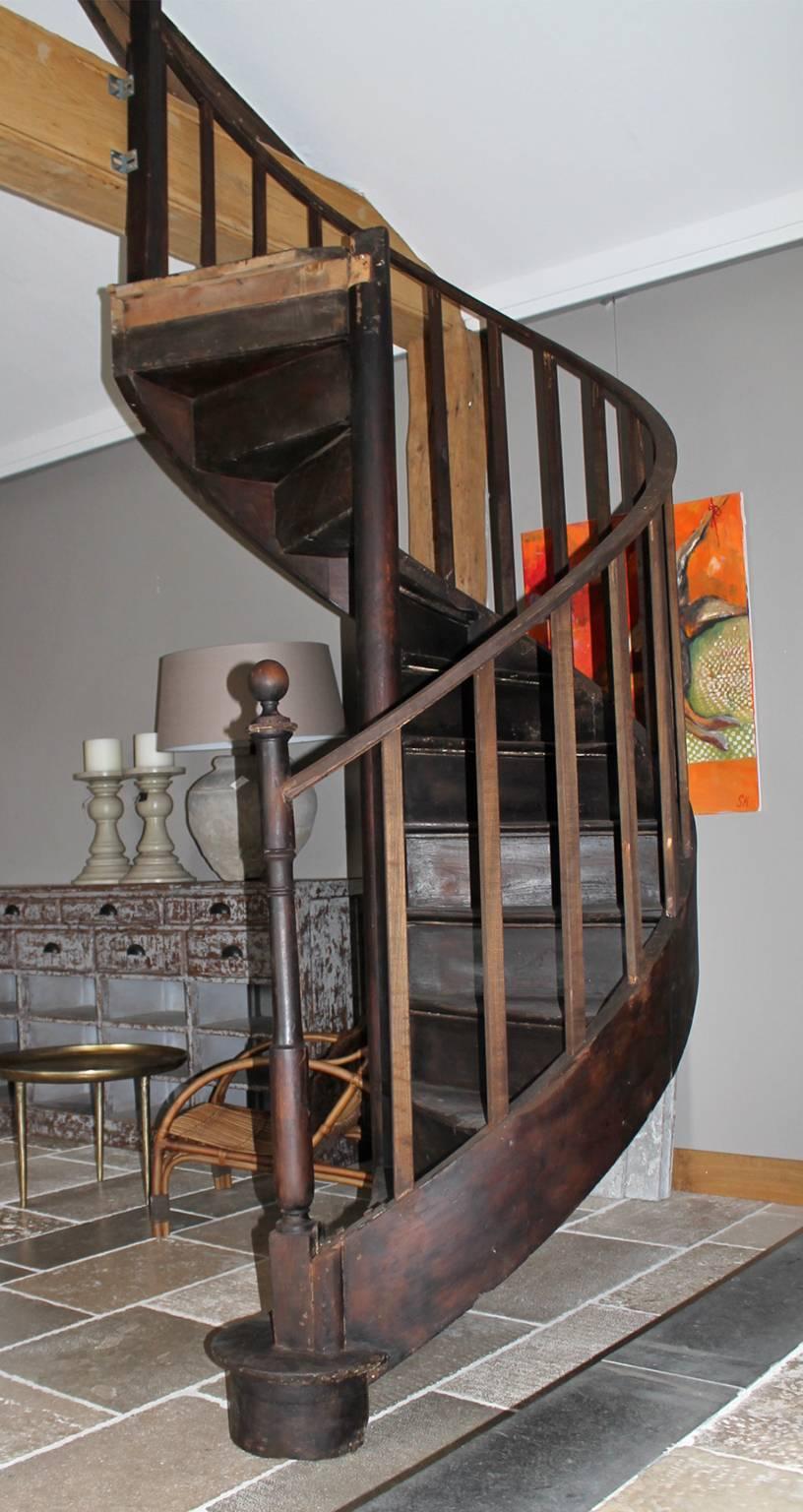 Beautiful spiral staircase made out of oak.
The staircase was made in the early 19th century
It is a bit restored at the handrail.