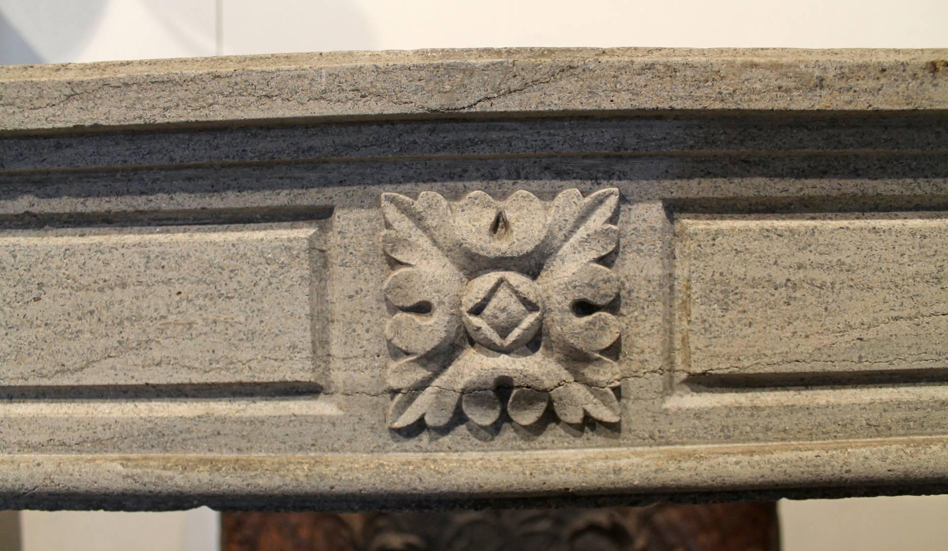 Antique Louis XVI Marblestone Fireplace mantel, 18th Century In Fair Condition In Udenhout, NL