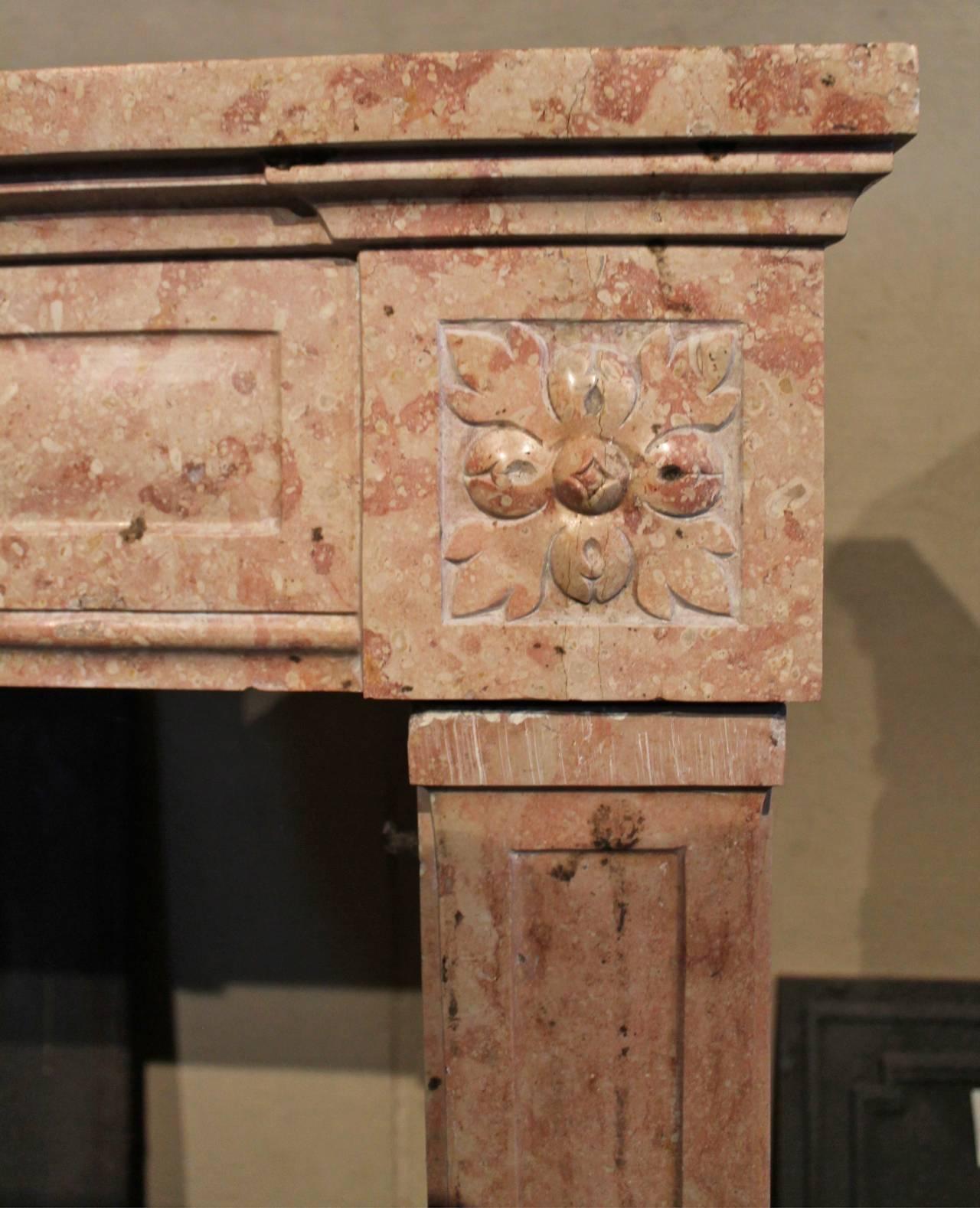 Antique Louis XVI Marblestone Fireplace mantel, 18th Century For Sale 2