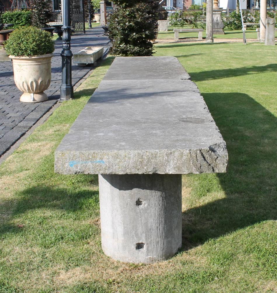 Garden Table Made Out of Belgian Bluestone In Fair Condition In Udenhout, NL