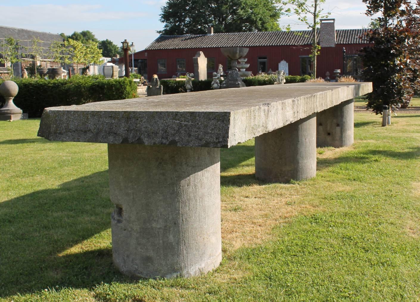 20th Century Garden Table Made Out of Belgian Bluestone