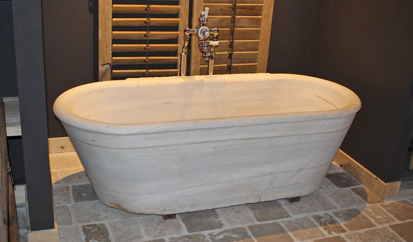 Very beautiful massive oval marble bath tub.