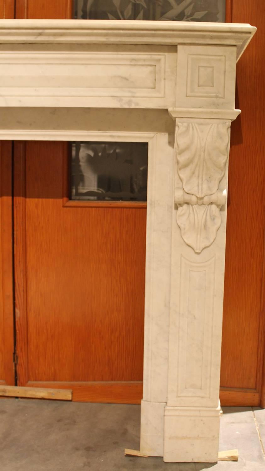 Carrara Marble Antique White Marble Fireplace mantel from the 19th Century