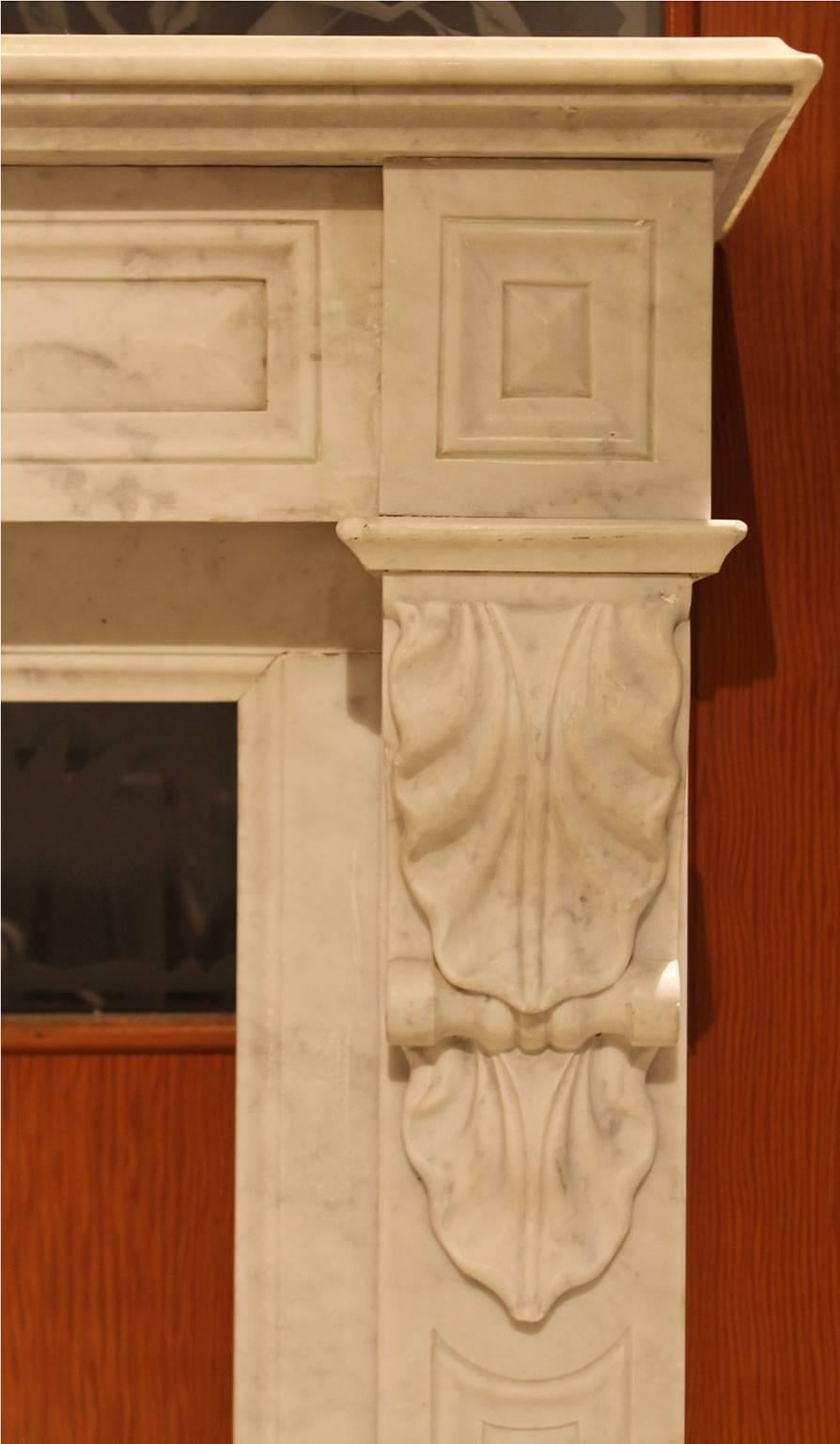 Antique White Marble Fireplace mantel from the 19th Century 1
