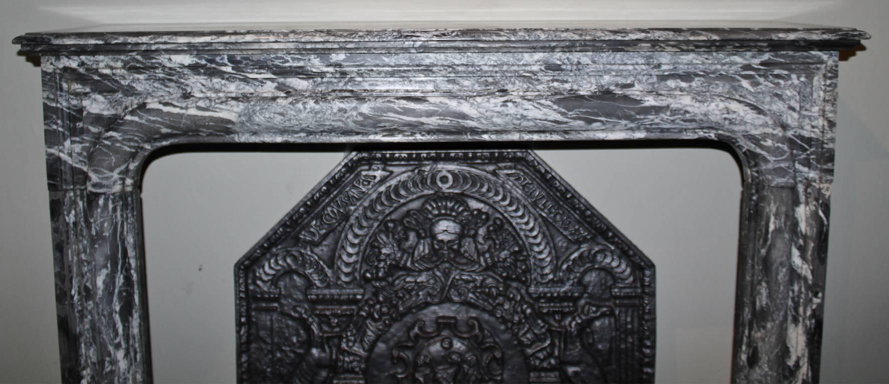 European Antique Black Marble Fireplace mantel from the 19th Century