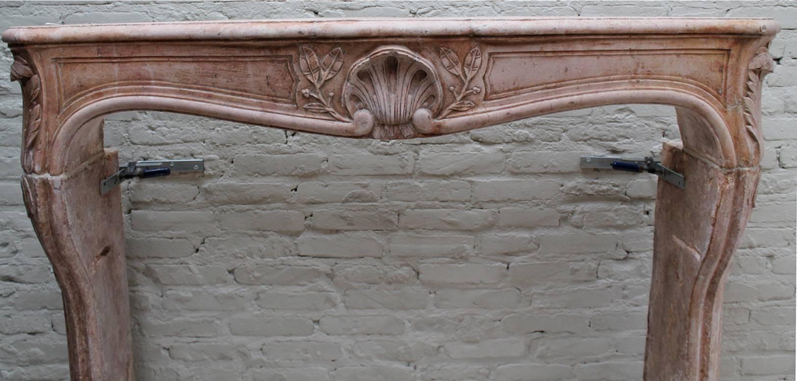 French Beautiful Antique Marble Stone 18th Century Fireplace mantel