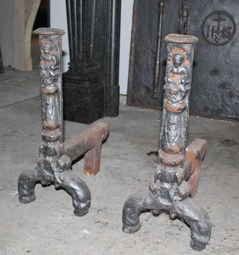 Antique Fireback and Firedogs from 1773 4