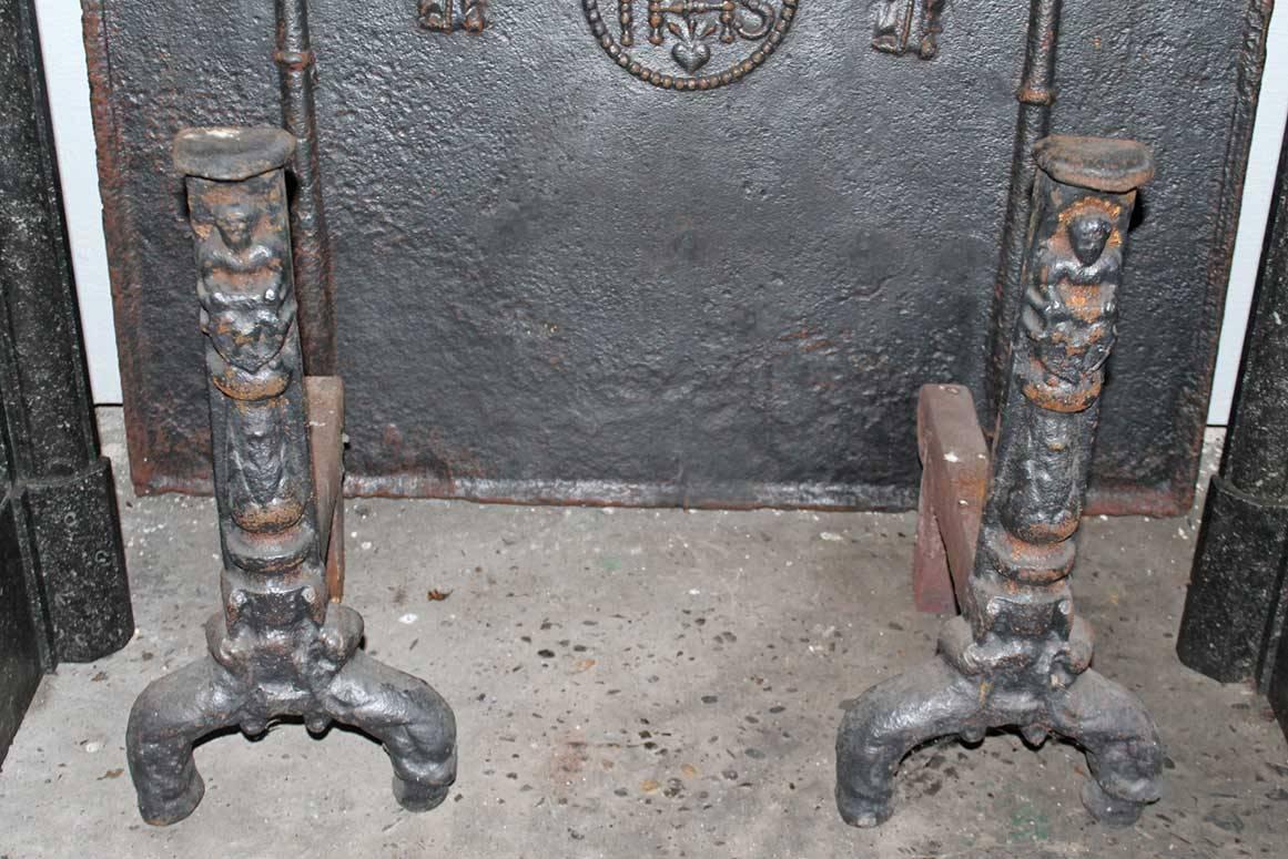 Antique Fireback and Firedogs from 1773 1