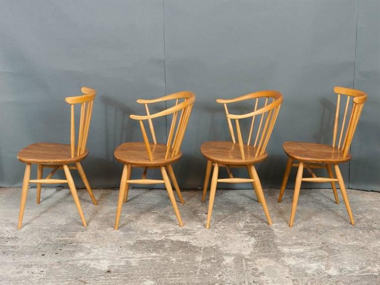 Two Ercol Cowhorn Armchairs, Two Spindle Back Chairs at 1stDibs