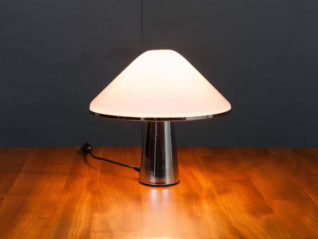 Italian 1970s iGuzzini Chrome and Lucite Mushroom Table Lamp