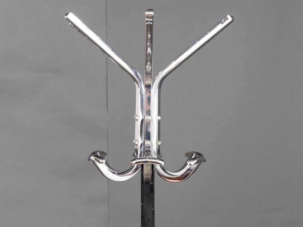 1960s French Midcentury Industrial Hallway Chrome Coat and Hat Stand In Good Condition In London, GB