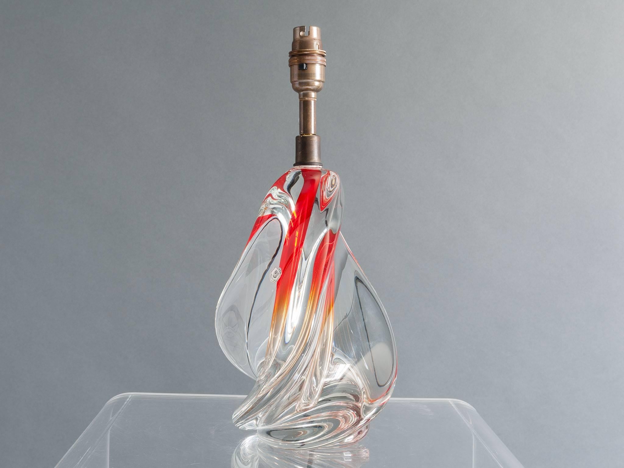 Mid-Century Modern 1960s Belgium Doyen Crystal Handblown Lamp Base