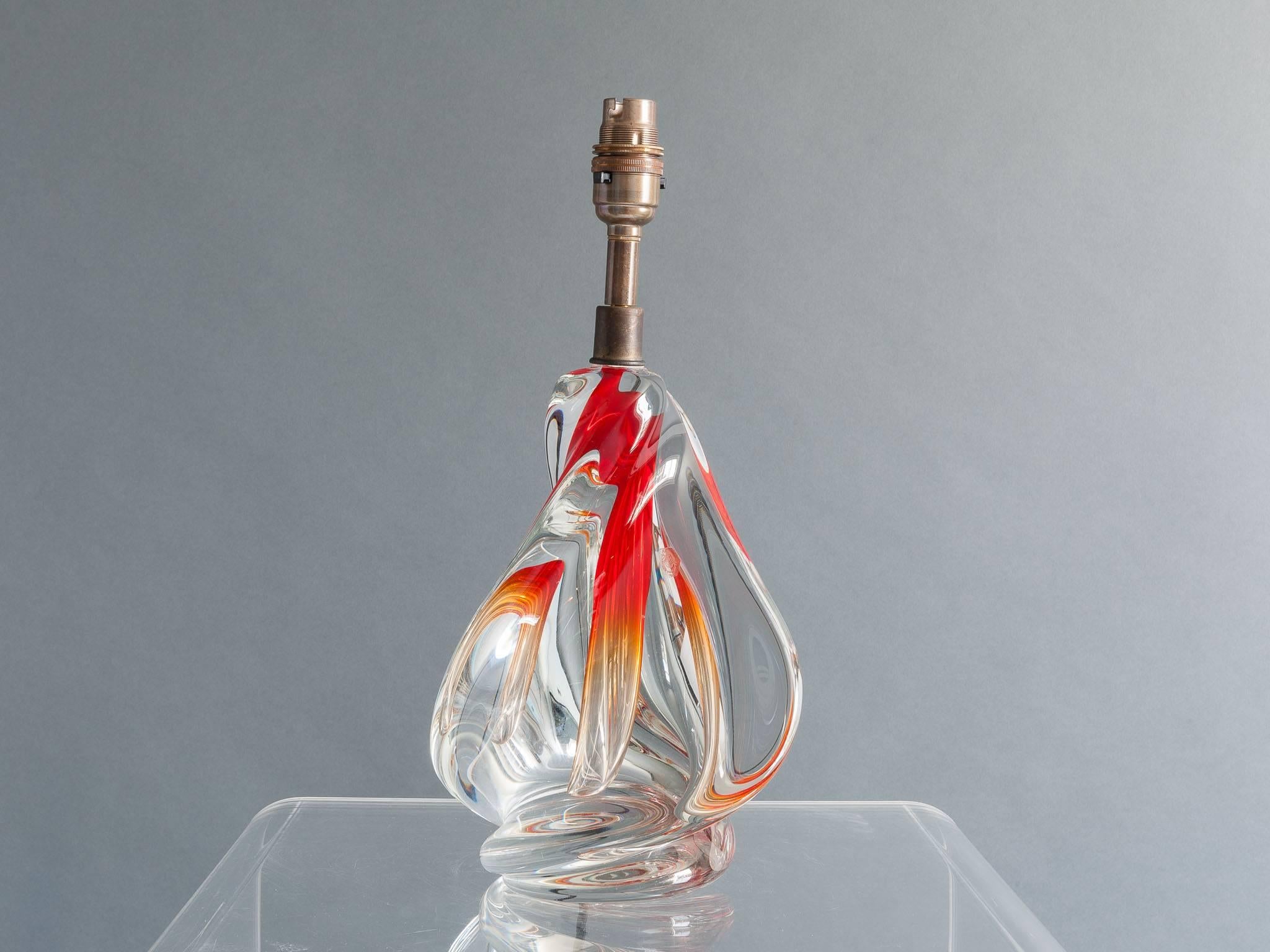 Brass 1960s Belgium Doyen Crystal Handblown Lamp Base