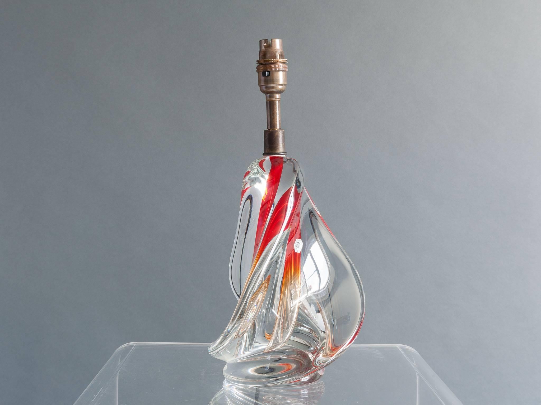 1960s Belgium Doyen Crystal Handblown Lamp Base 2