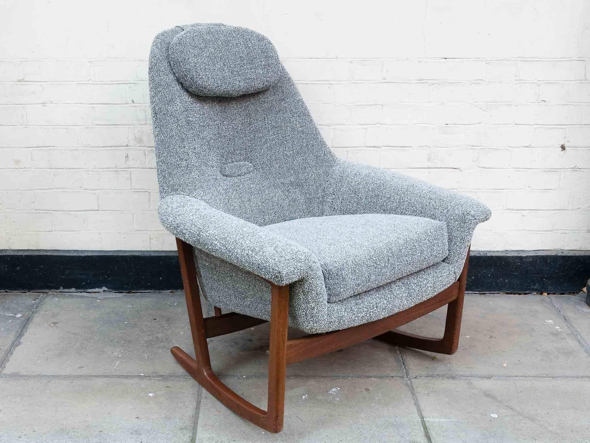 Fabric 1960s Danish Teak and Bute Rocking Chair